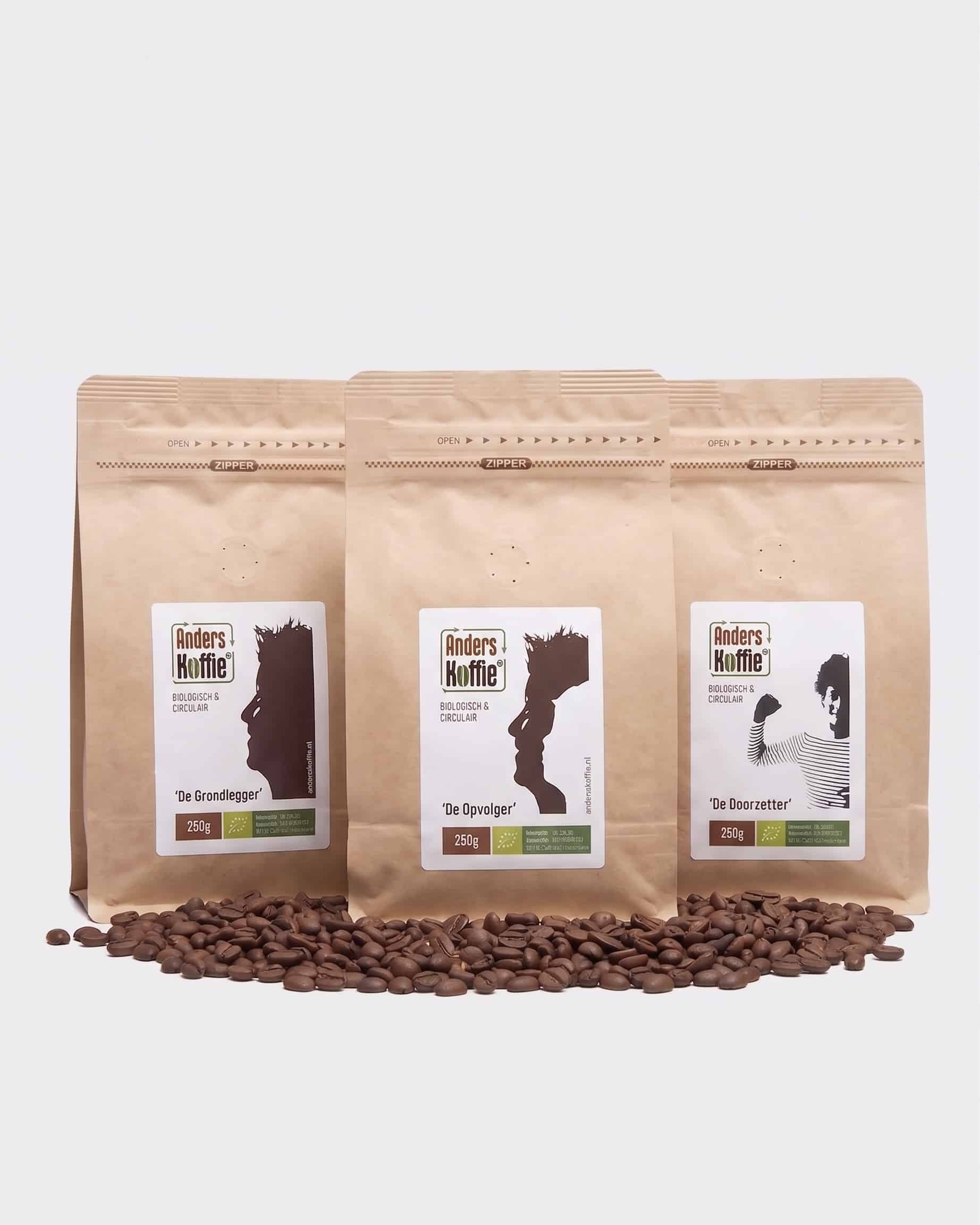 Anders Koffie Proefpakket Biologische Koffiebonen – 3x 250g